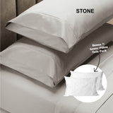 Royal Comfort 4 Piece 1500TC Sheet Set And Goose Feather Down Pillows 2 Pack Set - King - Stone - Front View