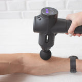 FitSmart LCD Display Deep Tissue Vibration Therapy Device Massage Gun Black - Top-Down View