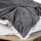 Royal Comfort Plush Blanket Throw Warm Soft Super Soft Large 220cm x 240cm - Dark Grey - Side View