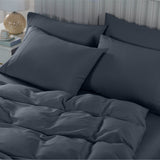 Royal Comfort 2000TC 6 Piece Bamboo Sheet & Quilt Cover Set Cooling Breathable - Double - Charcoal - Side View