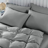 Royal Comfort 2000TC 6 Piece Bamboo Sheet & Quilt Cover Set Cooling Breathable - Double - Grey - Side View