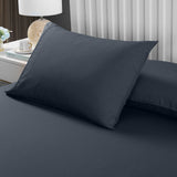 Royal Comfort 2000TC 3 Piece Fitted Sheet and Pillowcase Set Bamboo Cooling - Double - Charcoal - Top-Down View