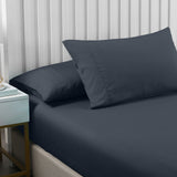 Royal Comfort 2000TC 3 Piece Fitted Sheet and Pillowcase Set Bamboo Cooling - Queen - Charcoal - Side View