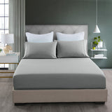 Royal Comfort 2000TC 3 Piece Fitted Sheet and Pillowcase Set Bamboo Cooling - King - Mid Grey - Front View