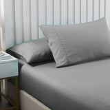 Royal Comfort 2000TC 3 Piece Fitted Sheet and Pillowcase Set Bamboo Cooling - King - Mid Grey - Side View