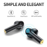 FitSmart Wireless Earbuds Earphones Bluetooth 5.0 For IOS Android In Built Mic - Black - 45-Degree Angle