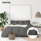 Royal Comfort 1000 Thread Count Bamboo Cotton Sheet and Quilt Cover Complete Set - Queen - Pewter - Front View