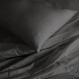Royal Comfort 1000 Thread Count Bamboo Cotton Sheet and Quilt Cover Complete Set - Queen - Pewter - 45-Degree Angle