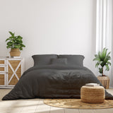 Royal Comfort 1000 Thread Count Bamboo Cotton Sheet and Quilt Cover Complete Set - King - Pewter - Top-Down View
