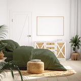 Royal Comfort 1000 Thread Count Bamboo Cotton Sheet and Quilt Cover Complete Set - King - Olive - Front View