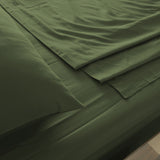 Royal Comfort 1000 Thread Count Bamboo Cotton Sheet and Quilt Cover Complete Set - King - Olive - Top-Down View