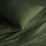 Royal Comfort 1000 Thread Count Bamboo Cotton Sheet and Quilt Cover Complete Set - King - Olive - 45-Degree Angle
