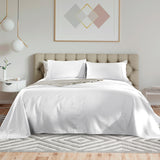 Kensington 1200 Thread Count 100% Egyptian Cotton Sheet Set Stripe - Super King - White - Front View
