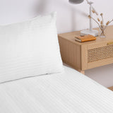 Kensington 1200 Thread Count 100% Egyptian Cotton Sheet Set Stripe - Super King - White - Rear View