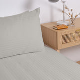 Kensington 1200 Thread Count 100% Egyptian Cotton Sheet Set Stripe - Super King - Grey - Rear View