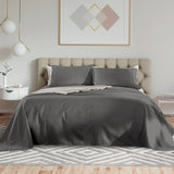 Kensington 1200 Thread Count 100% Egyptian Cotton Sheet Set Stripe - Super King - Charcoal - Front View