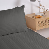 Kensington 1200 Thread Count 100% Egyptian Cotton Sheet Set Stripe - Super King - Charcoal - Rear View