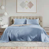 Kensington 1200 Thread Count 100% Cotton Sheet Set Stripe Hotel Grade - Super King - Chambray - Front View
