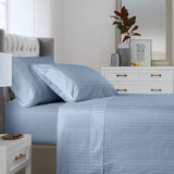 Kensington 1200 Thread Count 100% Cotton Sheet Set Stripe Hotel Grade - Super King - Chambray - Side View