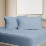 Kensington 1200 Thread Count 100% Cotton Sheet Set Stripe Hotel Grade - Super King - Chambray - 45-Degree Angle