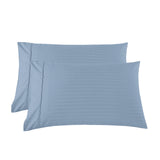 Kensington 1200 Thread Count 100% Cotton Sheet Set Stripe Hotel Grade - Super King - Chambray - Close-Up Angle