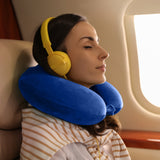 Milano Decor Memory Foam Travel Neck Pillow With Clip Cushion Support Soft Blue - Front View