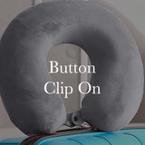Milano Decor Memory Foam Travel Neck Pillow With Clip Cushion Support Soft Blue - Rear View