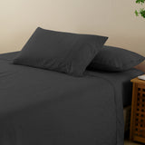 Royal Comfort Flax Linen Blend Sheet Set Bedding Luxury Breathable Ultra Soft - Queen - Charcoal - 45-Degree Angle
