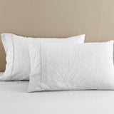Royal Comfort Flax Linen Blend Sheet Set Bedding Luxury Breathable Ultra Soft - King - White - Top-Down View