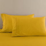 Royal Comfort Flax Linen Blend Sheet Set Bedding Luxury Breathable Ultra Soft - King - Mustard Gold - Top-Down View
