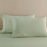Royal Comfort Flax Linen Blend Sheet Set Bedding Luxury Breathable Ultra Soft - King - Sage Green - Top-Down View