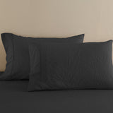 Royal Comfort Flax Linen Blend Sheet Set Bedding Luxury Breathable Ultra Soft - King - Charcoal - Top-Down View
