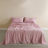 Royal Comfort Flax Linen Blend Sheet Set Bedding Luxury Breathable Ultra Soft - King - Mauve - Front View