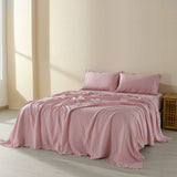 Royal Comfort Flax Linen Blend Sheet Set Bedding Luxury Breathable Ultra Soft - King - Mauve - Side View