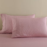Royal Comfort Flax Linen Blend Sheet Set Bedding Luxury Breathable Ultra Soft - King - Mauve - Top-Down View