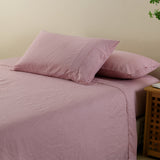 Royal Comfort Flax Linen Blend Sheet Set Bedding Luxury Breathable Ultra Soft - King - Mauve - 45-Degree Angle