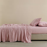 Royal Comfort Flax Linen Blend Sheet Set Bedding Luxury Breathable Ultra Soft - King - Mauve - Rear View