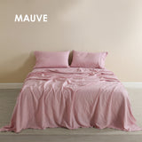 Royal Comfort Flax Linen Blend Sheet Set Bedding Luxury Breathable Ultra Soft - King - Mauve - Low Angle