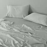 Royal Comfort 600 Thread Count Cooling Ultra Soft Tencel Eucalyptus Sheet Set - Queen - Grey - Top-Down View