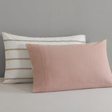 Royal Comfort Hemp Braid Cotton Blend Quilt Cover Set Reverse Stripe Bedding - King - Dusk Pink - Top-Down View