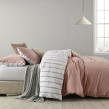 Royal Comfort Hemp Braid Cotton Blend Quilt Cover Set Reverse Stripe Bedding - King - Dusk Pink - 45-Degree Angle