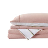 Royal Comfort Hemp Braid Cotton Blend Quilt Cover Set Reverse Stripe Bedding - King - Dusk Pink