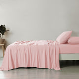 Royal Comfort 100% Jersey Cotton 4 Piece Sheet Set - Queen - Pink Marle - Top-Down View