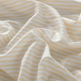Royal Comfort Stripes Linen Blend Sheet Set Bedding Luxury Breathable Ultra Soft - Queen - Beige - Close-Up Angle