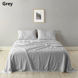 Royal Comfort Stripes Linen Blend Sheet Set Bedding Luxury Breathable Ultra Soft - Queen - Grey - Extra Image