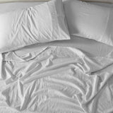 Royal Comfort Stripes Linen Blend Sheet Set Bedding Luxury Breathable Ultra Soft - Queen - Grey - 45-Degree Angle
