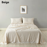 Royal Comfort Stripes Linen Blend Sheet Set Bedding Luxury Breathable Ultra Soft - King - Beige - Extra Image