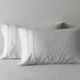 Royal Comfort Stripes Linen Blend Sheet Set Bedding Luxury Breathable Ultra Soft - King - Grey - Low Angle