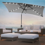 Arcadia Furniture Umbrella 3 Metre Umbrella with Solar LED Lights Garden Yard - Grey - Front View