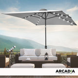 Arcadia Furniture Umbrella 3 Metre Umbrella with Solar LED Lights Garden Yard - Grey - Side View